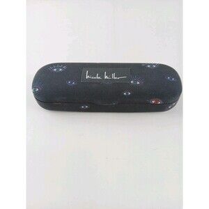 Nicole Miller Hard Clamshell Eye Glass Case Evil Eye Black W/Pink Interior
